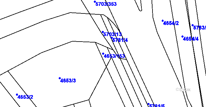 Parcela st. 4653/153 v KÚ Jihlava, Katastrální mapa