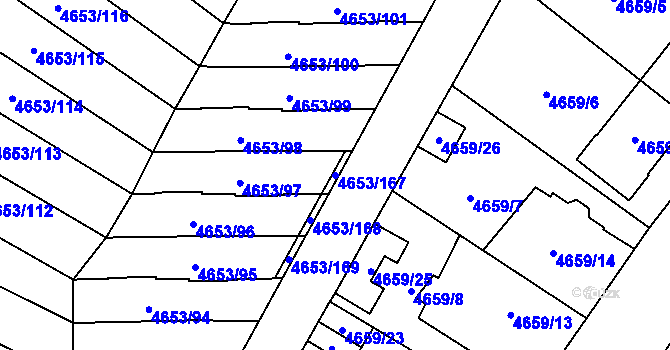 Parcela st. 4653/167 v KÚ Jihlava, Katastrální mapa