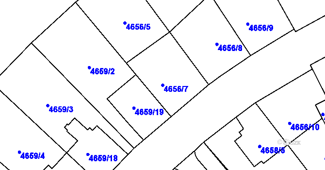 Parcela st. 4656/7 v KÚ Jihlava, Katastrální mapa
