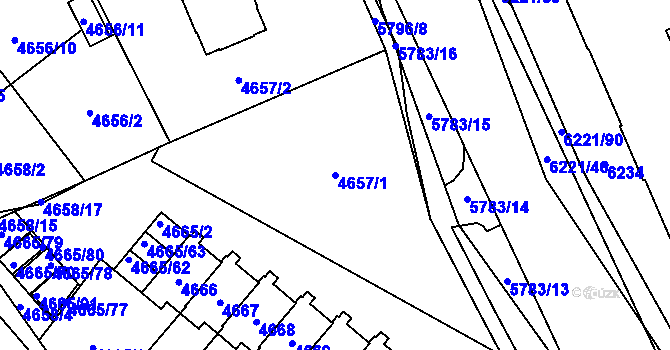Parcela st. 4657/1 v KÚ Jihlava, Katastrální mapa