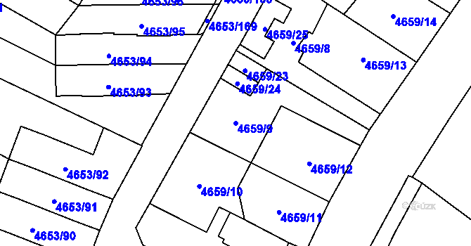 Parcela st. 4659/9 v KÚ Jihlava, Katastrální mapa