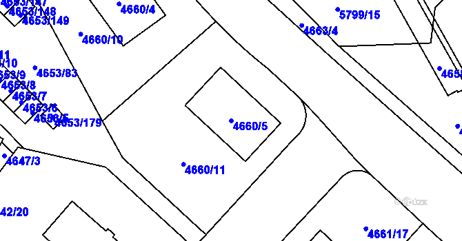 Parcela st. 4660/5 v KÚ Jihlava, Katastrální mapa
