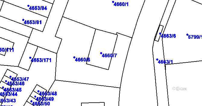 Parcela st. 4660/7 v KÚ Jihlava, Katastrální mapa