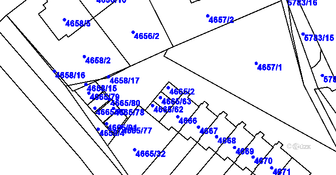 Parcela st. 4665/2 v KÚ Jihlava, Katastrální mapa