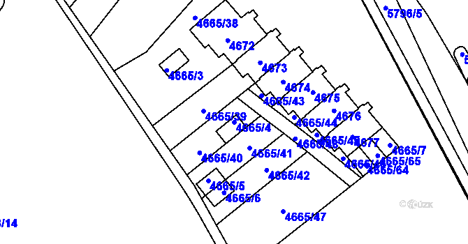 Parcela st. 4665/4 v KÚ Jihlava, Katastrální mapa