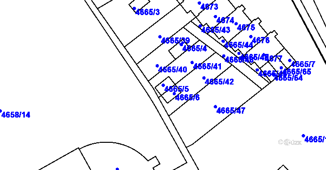 Parcela st. 4665/5 v KÚ Jihlava, Katastrální mapa