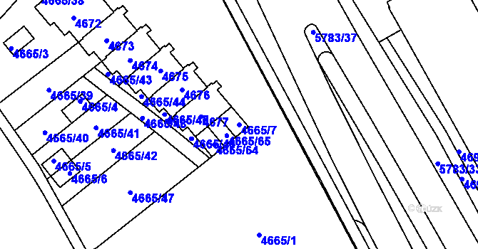 Parcela st. 4665/7 v KÚ Jihlava, Katastrální mapa