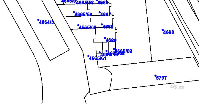 Parcela st. 4665/10 v KÚ Jihlava, Katastrální mapa