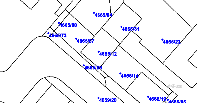 Parcela st. 4665/12 v KÚ Jihlava, Katastrální mapa