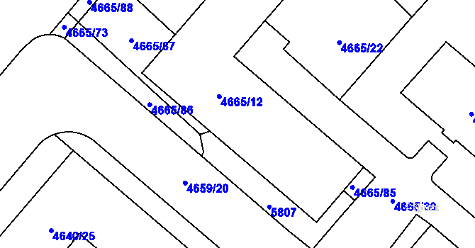Parcela st. 4665/14 v KÚ Jihlava, Katastrální mapa