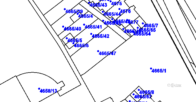 Parcela st. 4665/47 v KÚ Jihlava, Katastrální mapa