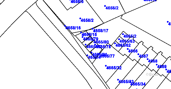 Parcela st. 4665/70 v KÚ Jihlava, Katastrální mapa