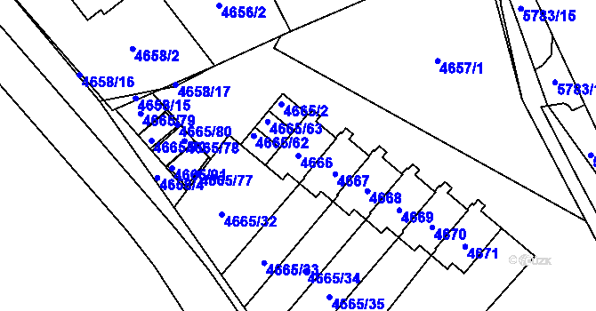 Parcela st. 4666 v KÚ Jihlava, Katastrální mapa