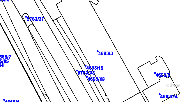 Parcela st. 4693/3 v KÚ Jihlava, Katastrální mapa