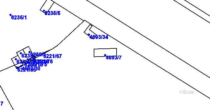 Parcela st. 4693/7 v KÚ Jihlava, Katastrální mapa