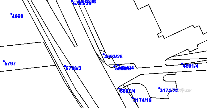 Parcela st. 4693/26 v KÚ Jihlava, Katastrální mapa