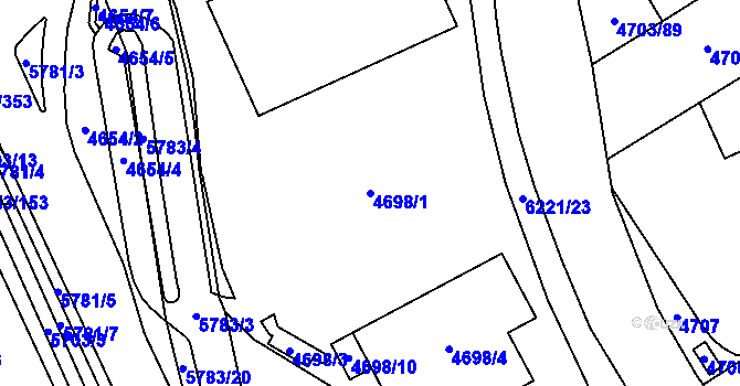 Parcela st. 4698/1 v KÚ Jihlava, Katastrální mapa