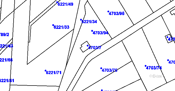 Parcela st. 4703/7 v KÚ Jihlava, Katastrální mapa