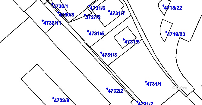 Parcela st. 4731/3 v KÚ Jihlava, Katastrální mapa