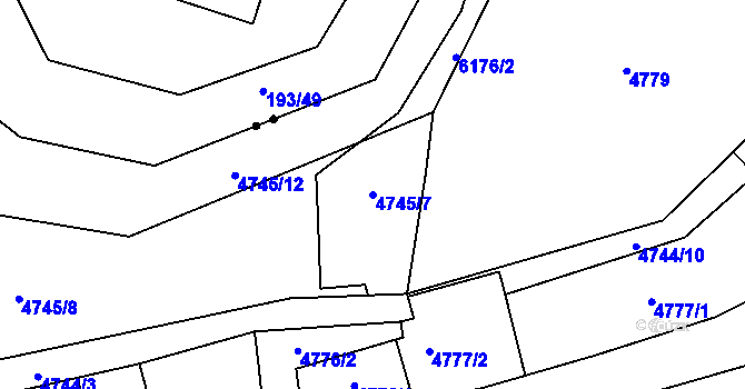 Parcela st. 4745/7 v KÚ Jihlava, Katastrální mapa