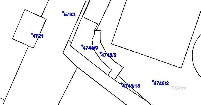 Parcela st. 4745/9 v KÚ Jihlava, Katastrální mapa