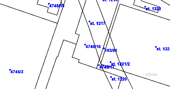 Parcela st. 4745/16 v KÚ Jihlava, Katastrální mapa
