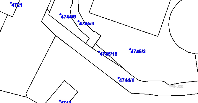 Parcela st. 4745/18 v KÚ Jihlava, Katastrální mapa
