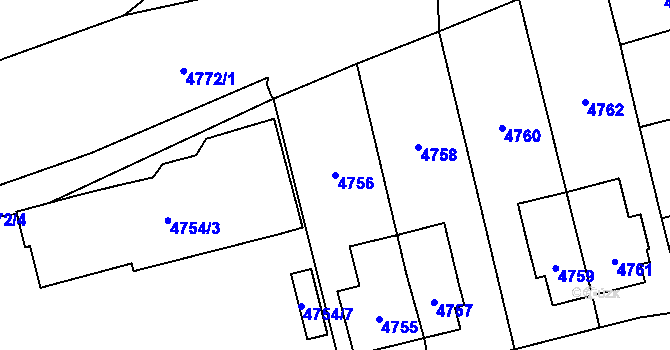 Parcela st. 4756 v KÚ Jihlava, Katastrální mapa