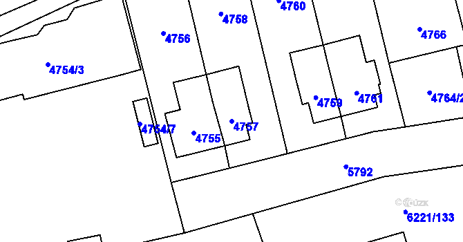 Parcela st. 4757 v KÚ Jihlava, Katastrální mapa
