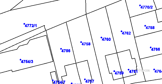 Parcela st. 4758 v KÚ Jihlava, Katastrální mapa