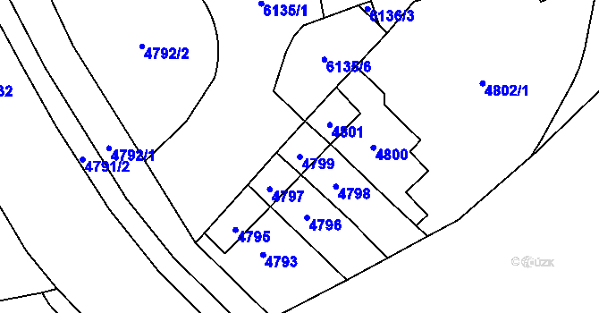 Parcela st. 4799 v KÚ Jihlava, Katastrální mapa