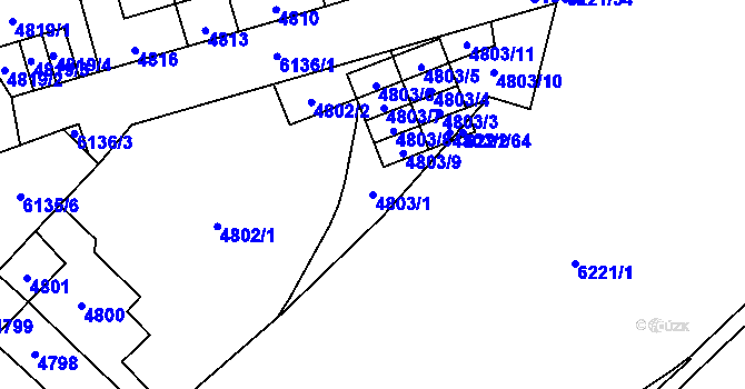 Parcela st. 4803/1 v KÚ Jihlava, Katastrální mapa