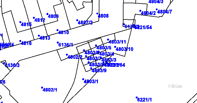 Parcela st. 4803/4 v KÚ Jihlava, Katastrální mapa
