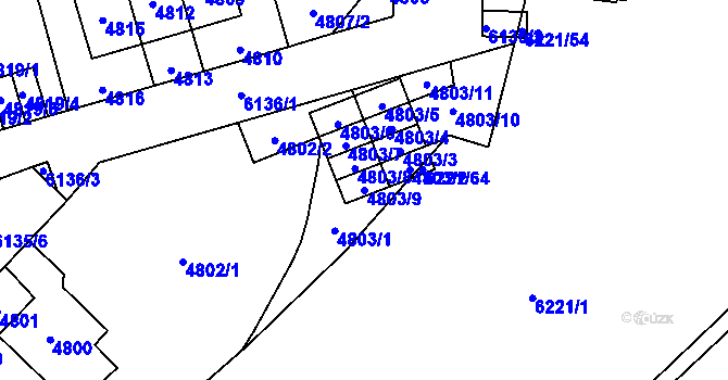 Parcela st. 4803/9 v KÚ Jihlava, Katastrální mapa