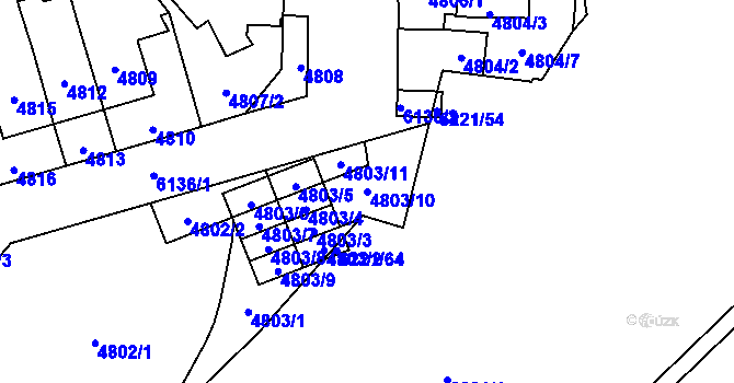 Parcela st. 4803/10 v KÚ Jihlava, Katastrální mapa