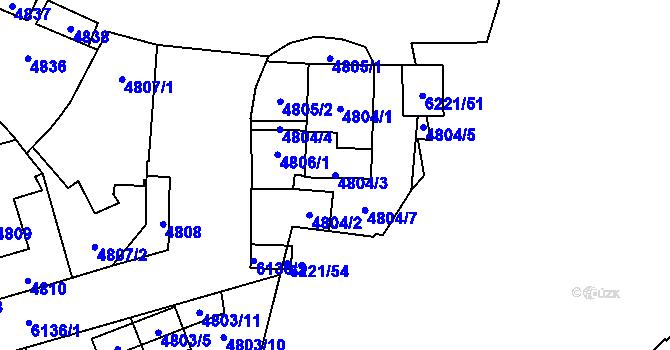Parcela st. 4804/3 v KÚ Jihlava, Katastrální mapa