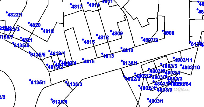 Parcela st. 4813 v KÚ Jihlava, Katastrální mapa