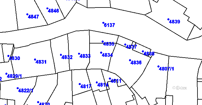 Parcela st. 4834 v KÚ Jihlava, Katastrální mapa