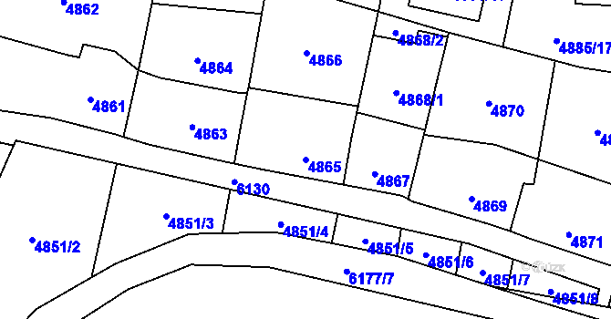 Parcela st. 4865 v KÚ Jihlava, Katastrální mapa