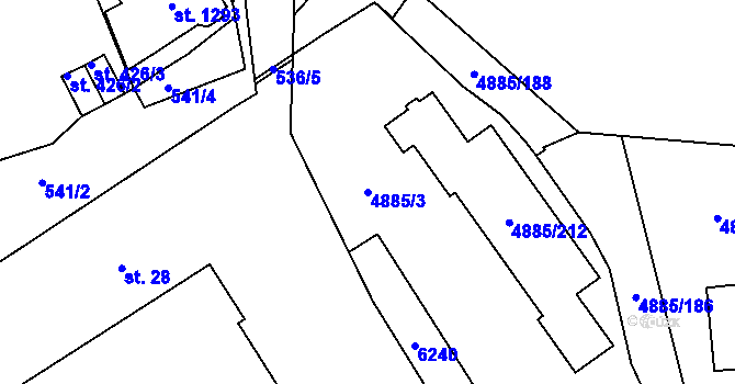 Parcela st. 4885/3 v KÚ Jihlava, Katastrální mapa