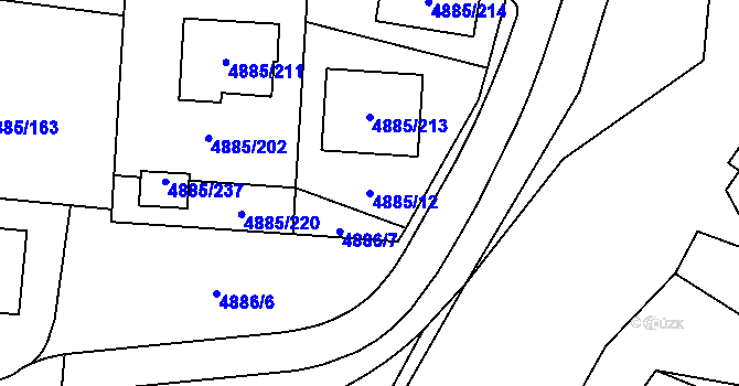 Parcela st. 4885/12 v KÚ Jihlava, Katastrální mapa