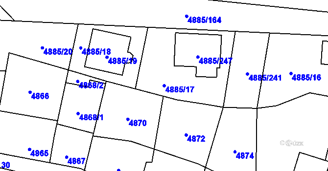Parcela st. 4885/17 v KÚ Jihlava, Katastrální mapa