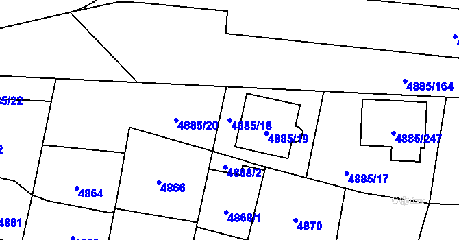 Parcela st. 4885/18 v KÚ Jihlava, Katastrální mapa