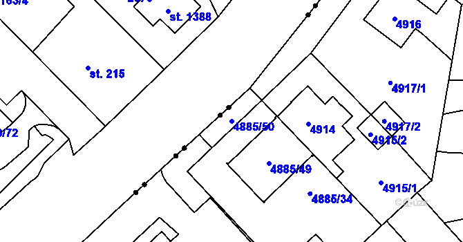 Parcela st. 4885/50 v KÚ Jihlava, Katastrální mapa