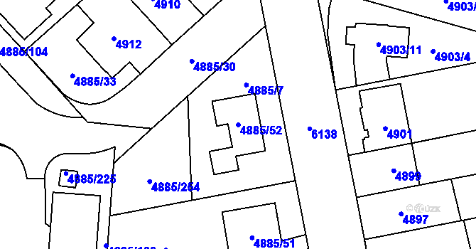 Parcela st. 4885/52 v KÚ Jihlava, Katastrální mapa