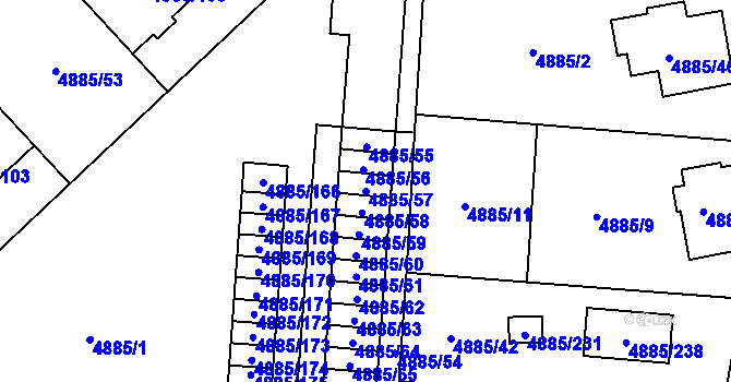 Parcela st. 4885/57 v KÚ Jihlava, Katastrální mapa