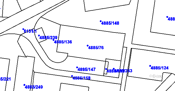 Parcela st. 4885/76 v KÚ Jihlava, Katastrální mapa