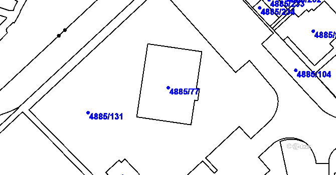 Parcela st. 4885/77 v KÚ Jihlava, Katastrální mapa