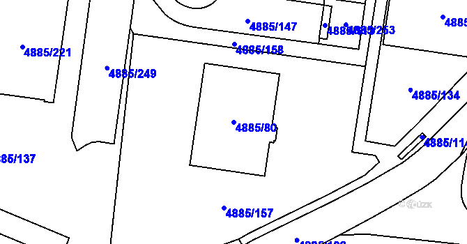Parcela st. 4885/80 v KÚ Jihlava, Katastrální mapa