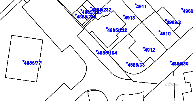 Parcela st. 4885/104 v KÚ Jihlava, Katastrální mapa